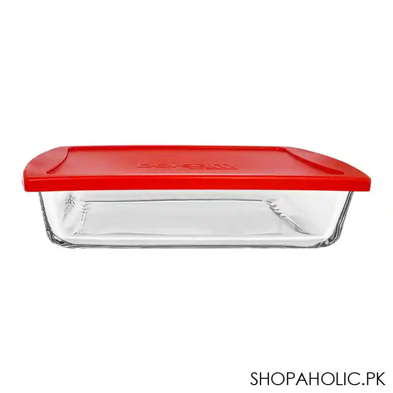 Borcam Midi Rectangular Tray With Red Plastic Lid, Ovenware, Glassware & Dishware, 10.24 X 5.91 Inches, 59864-32 - Main Image