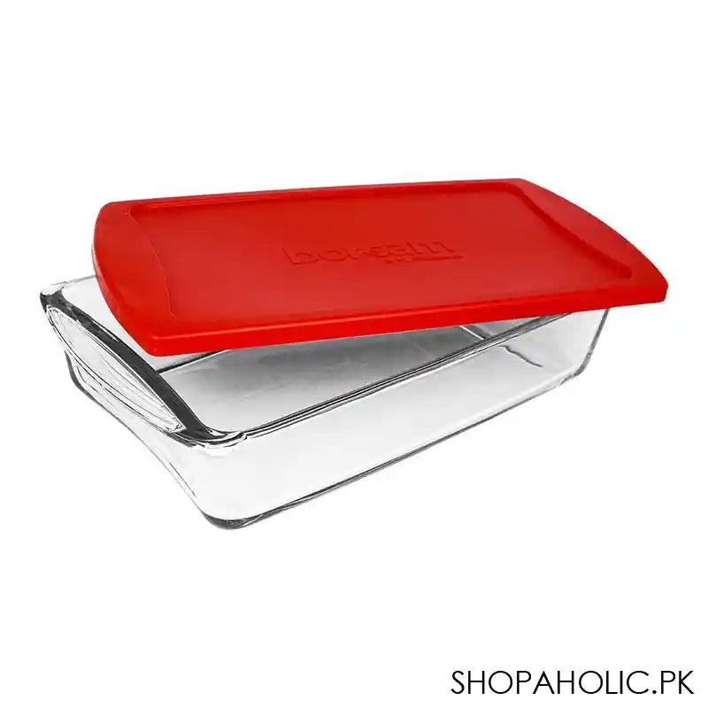 Borcam Midi Rectangular Tray With Red Plastic Lid, Ovenware, Glassware & Dishware, 10.24 X 5.91 Inches, 59864-32 - Image 3