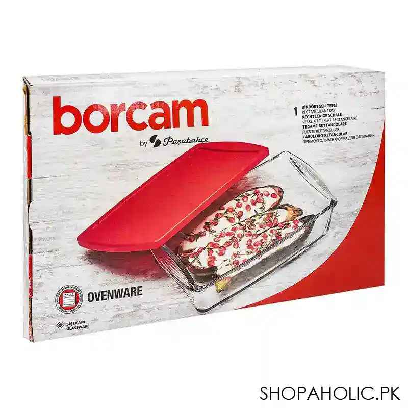 Borcam Midi Rectangular Tray With Red Plastic Lid, Ovenware, Glassware & Dishware, 10.24 X 5.91 Inches, 59864-32 - Image 4