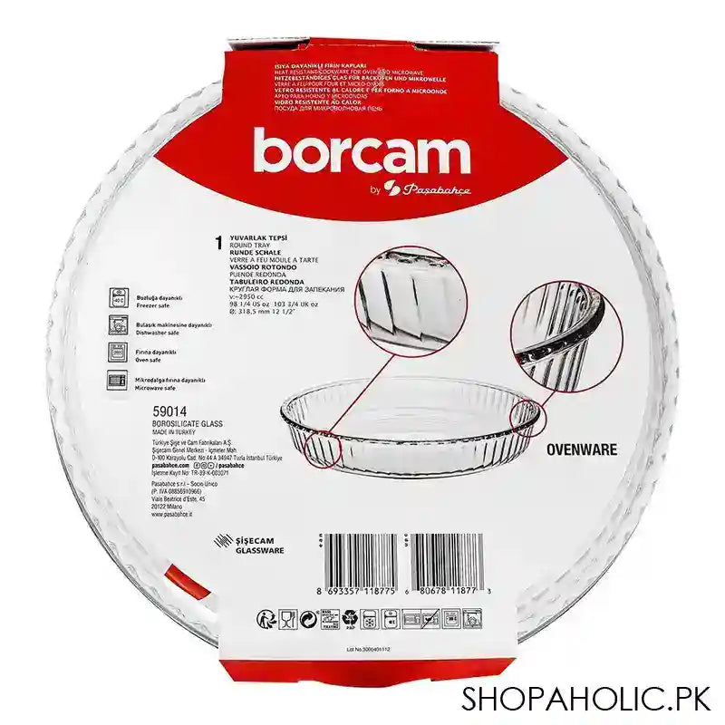 Borcam Ovenware Round Tray, Ovenware, Glassware & Dishware, 12.53 Inches, 59014 - Image 3