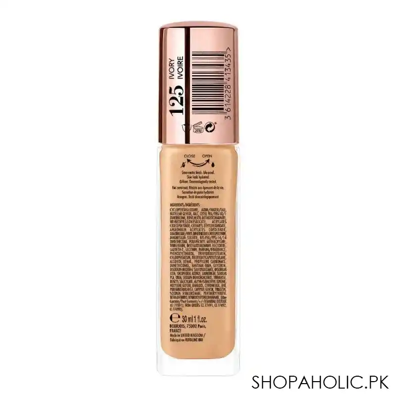 bourjois always fabulous 24h extreme resist full coverage foundation, 125 ivory image3