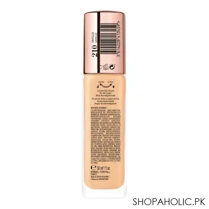 bourjois always fabulous 24h extreme resist full coverage foundation, 210 vanilla image3