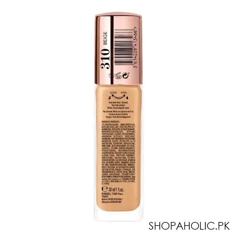 bourjois always fabulous 24h extreme resist full coverage foundation, 310 beige image3