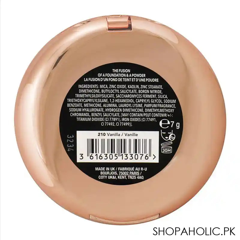 Bourjois Always Fabulous Powder Foundation, SPF 20, 24 Hours Lasting, 210 Vanilla - Image 2