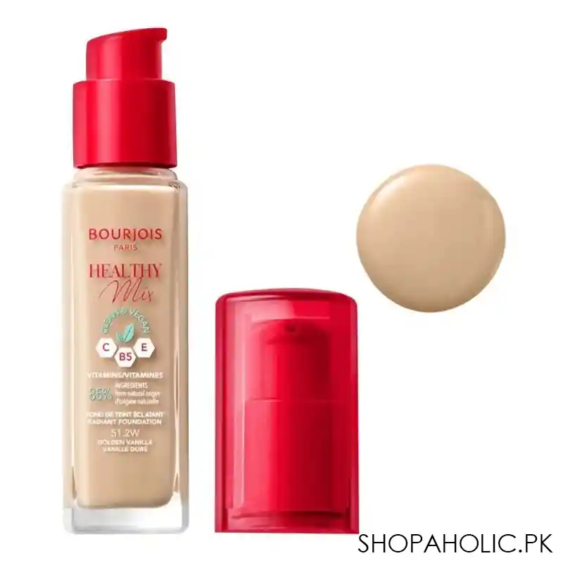 bourjois healthy mix clean & vegan foundation, 51.2w, golden vanilla, 30ml main image