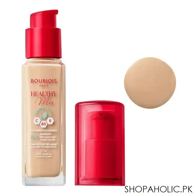 bourjois healthy mix clean & vegan foundation, 51w, light vanilla, 30ml main image