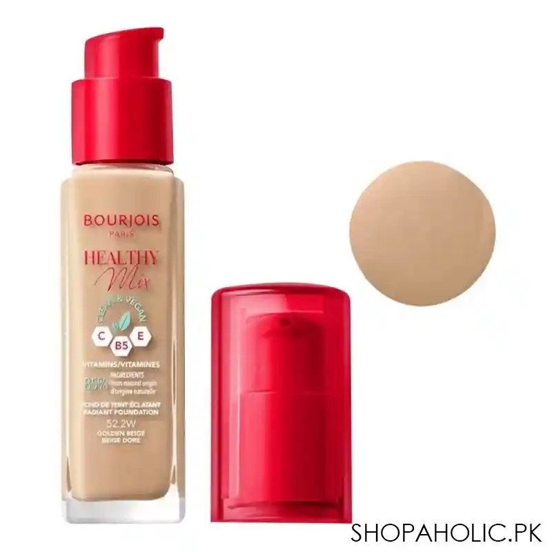 bourjois healthy mix clean & vegan foundation, 52.2w, golden beige, 30ml main image