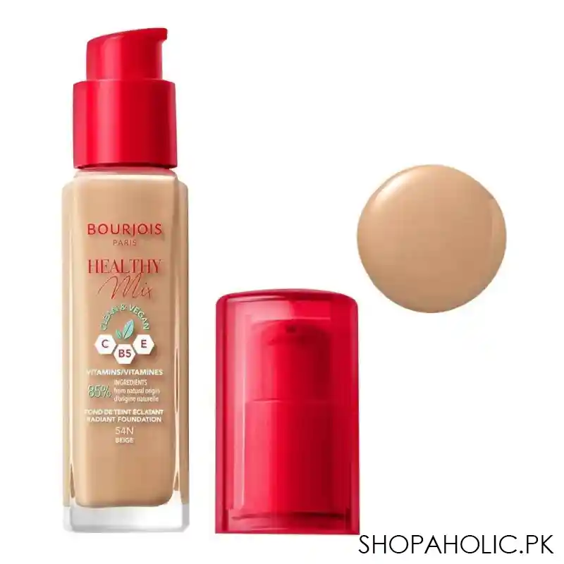 bourjois healthy mix clean & vegan foundation, 54n, beige, 30ml main image