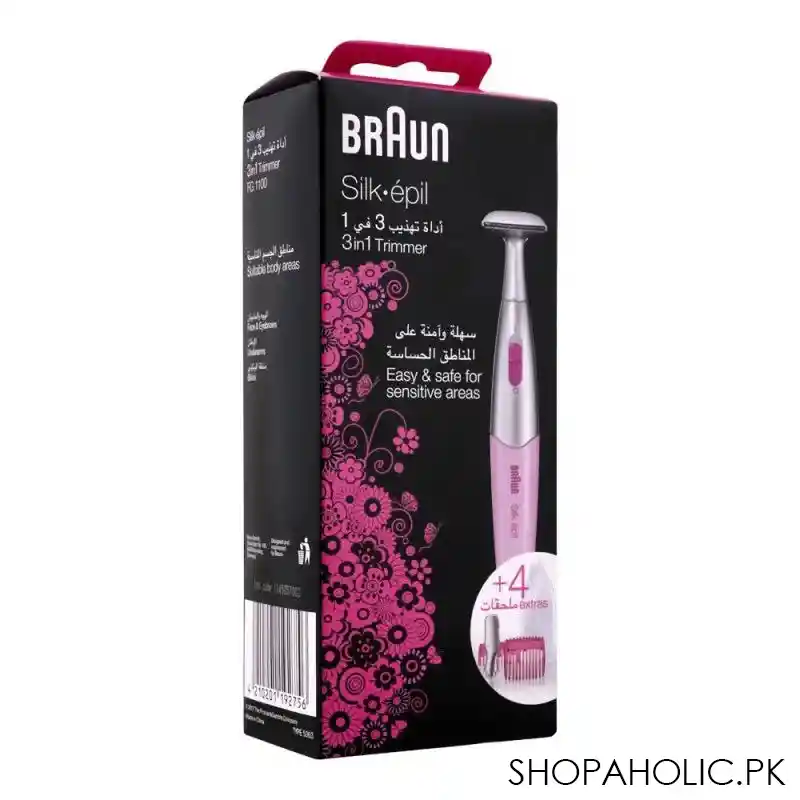 braun silk epil 3 in 1 trimmer, pink/grey, fg1100 image2