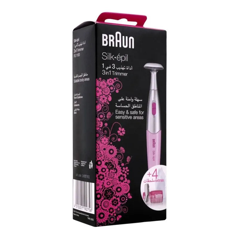 braun silk epil 3 in 1 trimmer, pink/grey, fg1100 image2