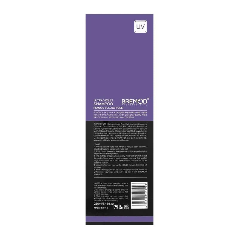 bremod uv ultra violet shampoo, 250ml image2