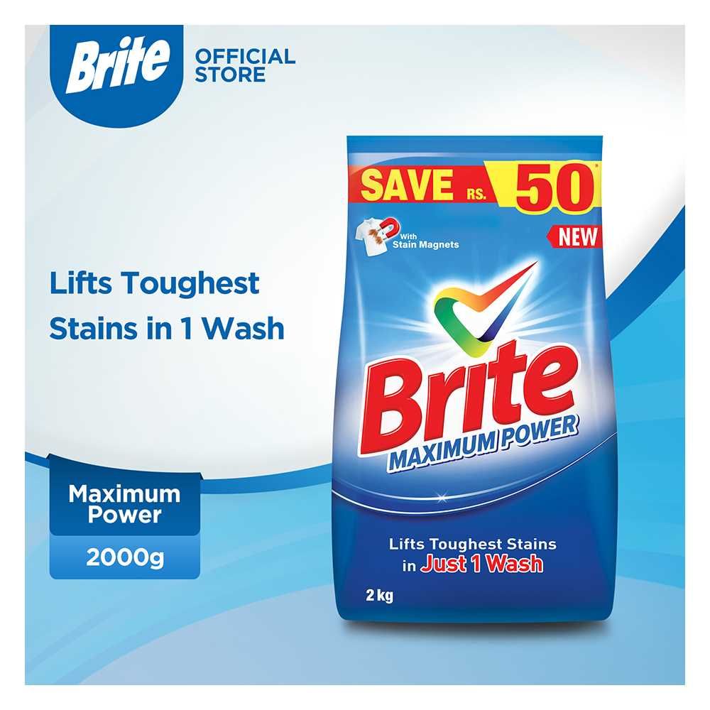 Brite Maximum Power Detergent Powder 2 KG - Main Image