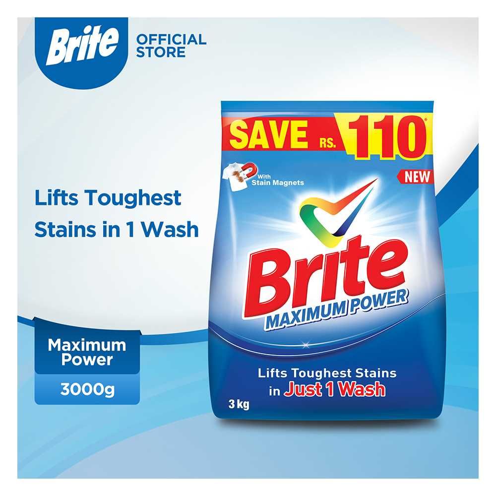 Brite Maximum Power Detergent Powder 3 KG - Main Image