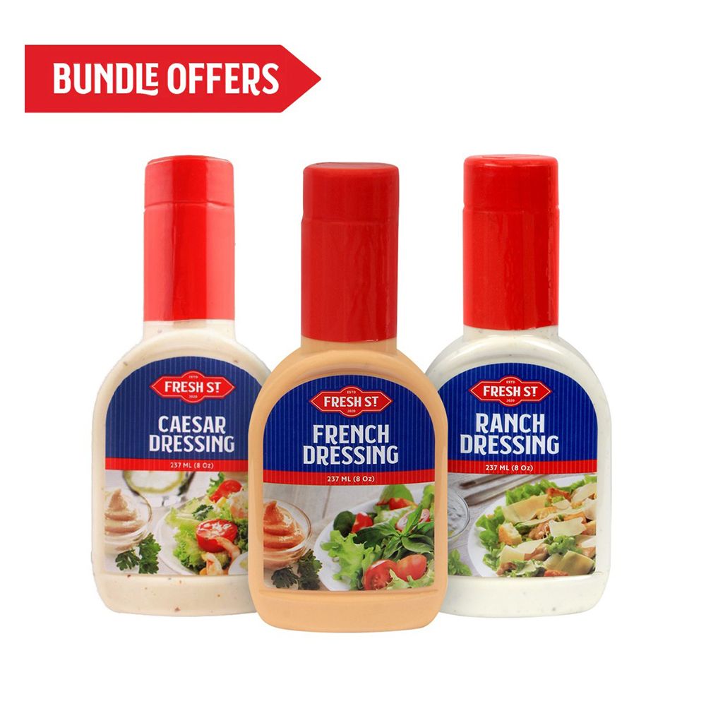 Fresh Street Caesar Dressing + French Dressing + Ranch Dressing, 237ml Each, Salad Dressing Bundle Offer - Main Image