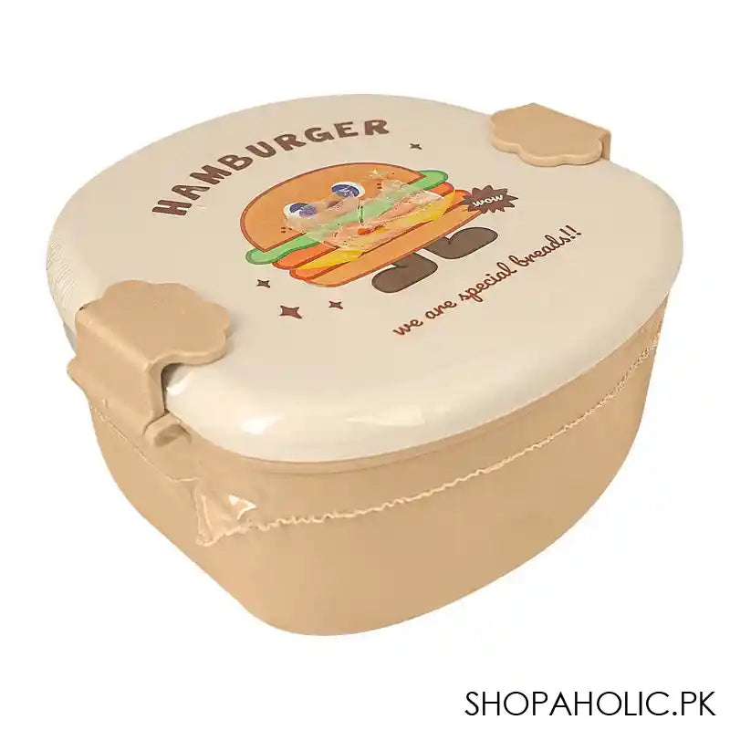 Burger Plastic Lunch Box, 3 Compartments, Cream, 4.7in (H) x 3.1in (W) x 2.4in (D), 20706-28 - Main Image