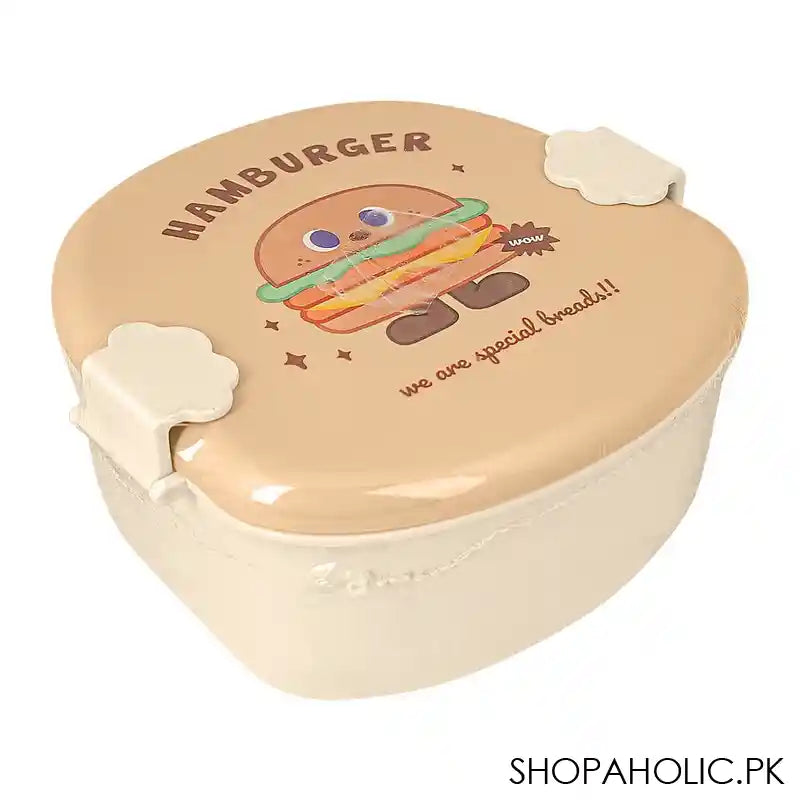 Burger Plastic Lunch Box, 3 Compartments, Off White, 4.7in (H) x 3.5in (W) x 2.4in (D), 20706-28 - Main Image