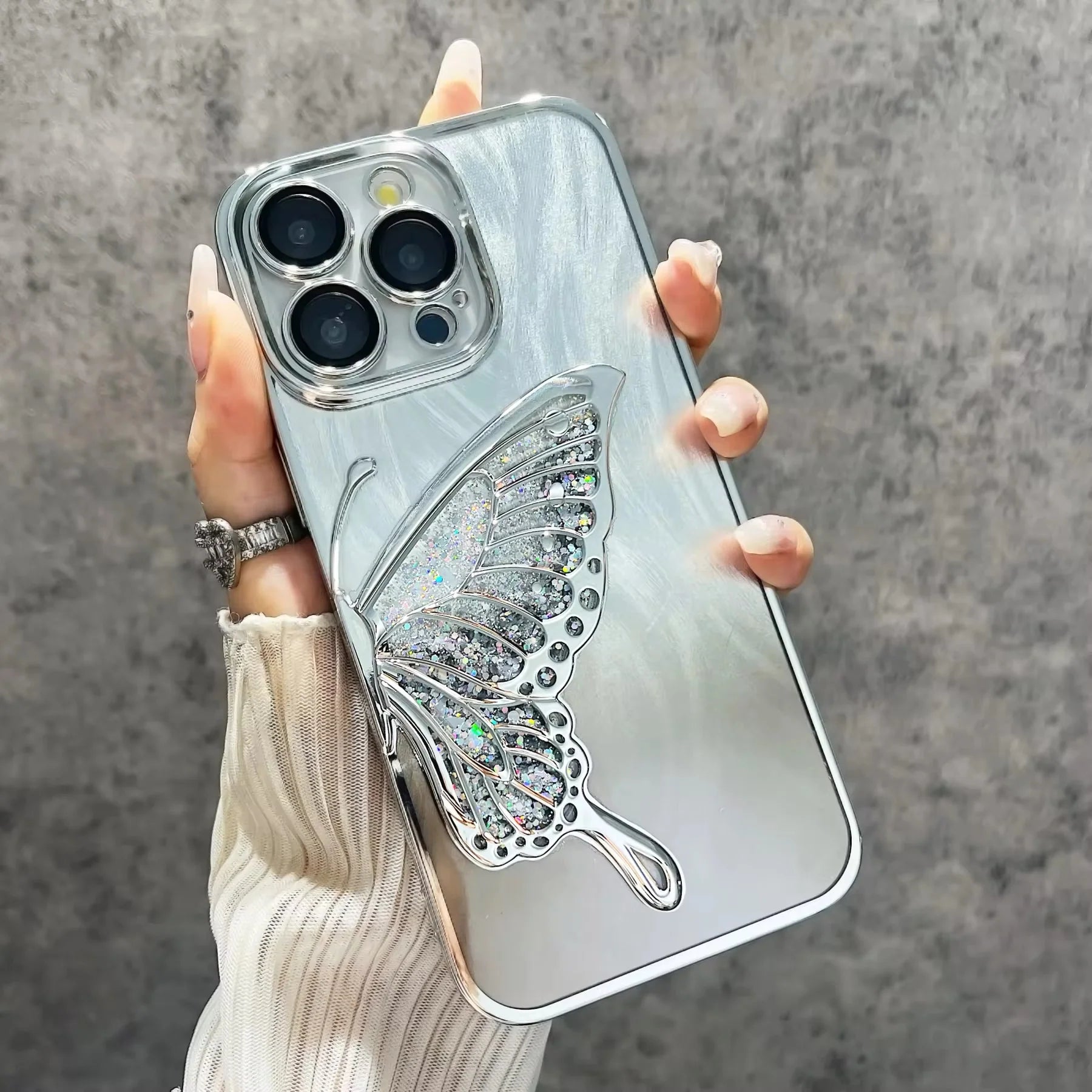 Butterfly 2-in-1 Bling Plated Electroplated iPhone Case Cover