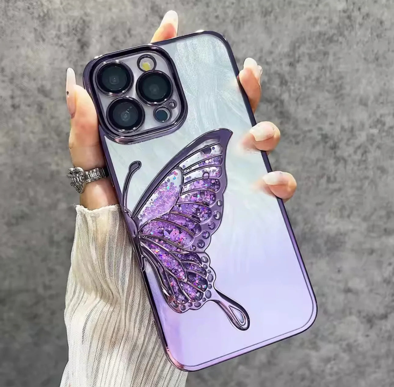 Butterfly 2-in-1 Bling Plated Electroplated iPhone Case Cover