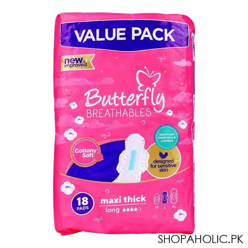 Butterfly Breathable Cottony Soft, Maxi Thick, Long 18-Pads, Value Pack - Image 5