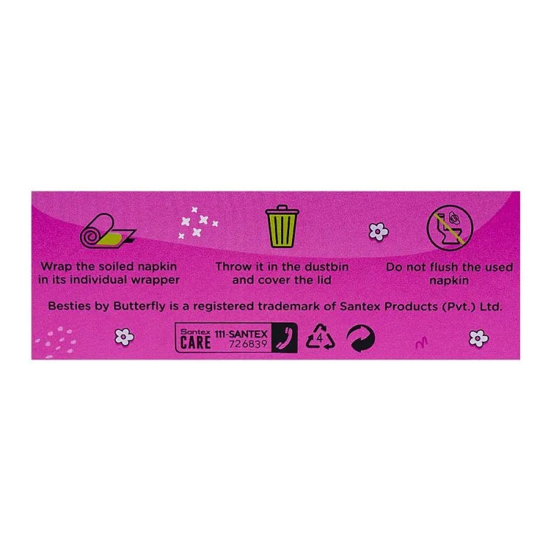 butterfly breathables besties for tweens ultra thin sanitary napkins regular, suitable for 10 12 years, 8 pack image3