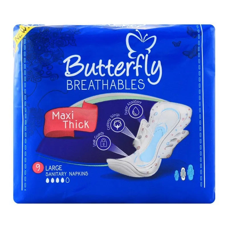 butterfly breathables maxi thick large pads 9 pack main image