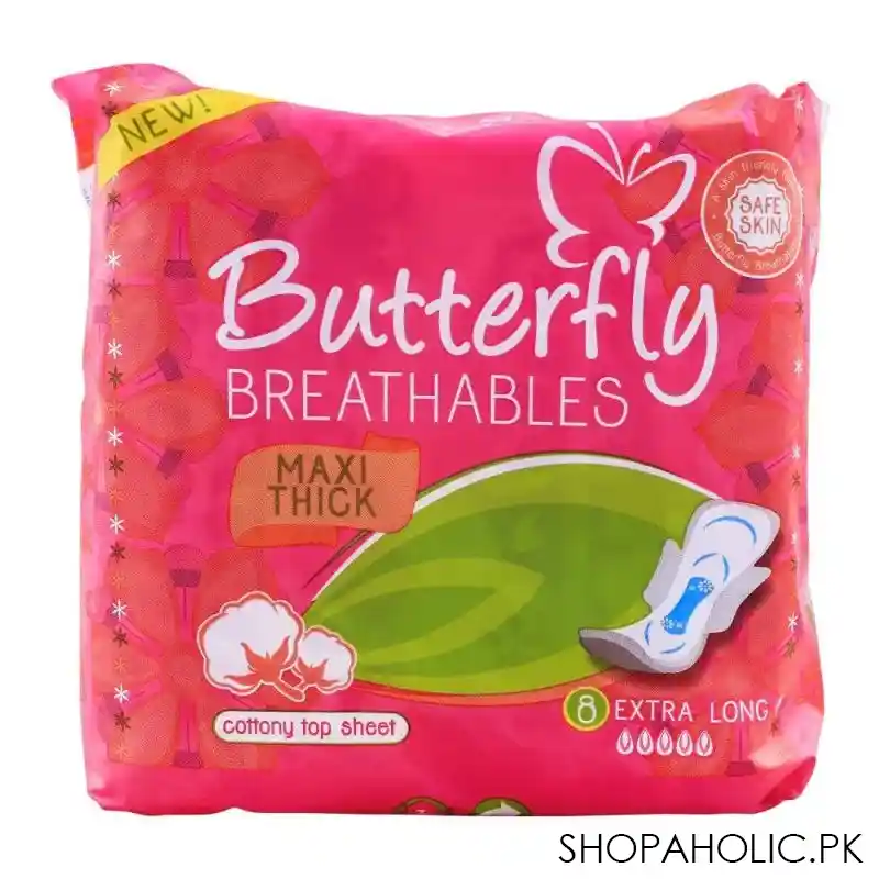 butterfly breathables maxi thick pads, extra long, 8 pack image2