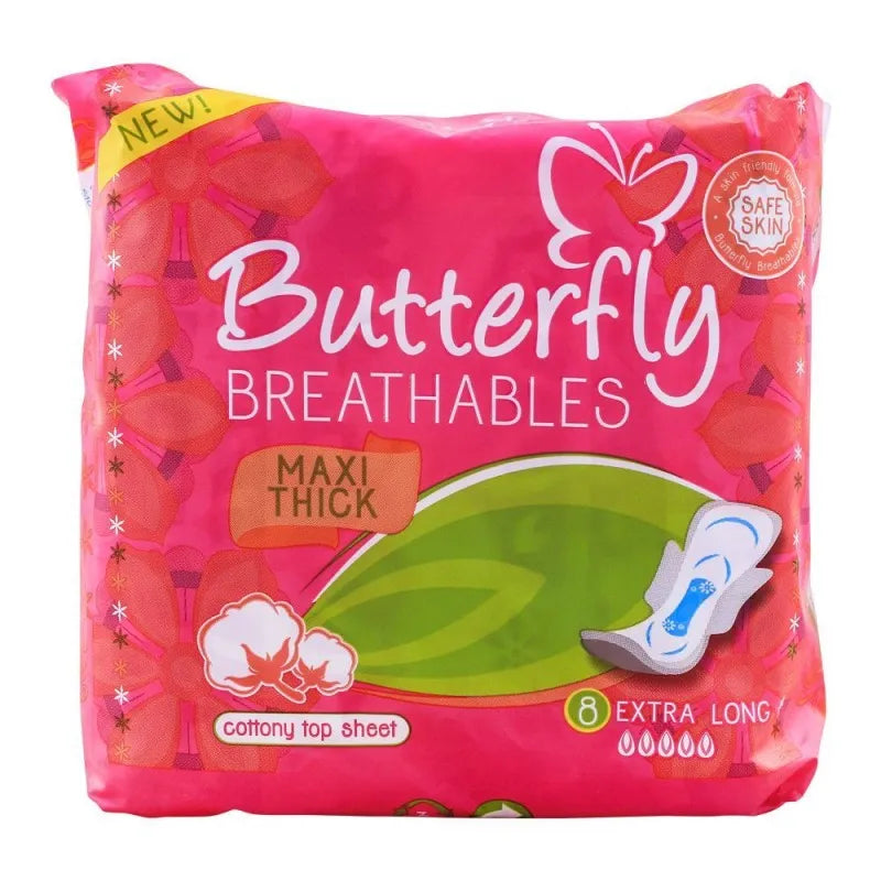 butterfly breathables maxi thick pads, extra long, 8 pack image2