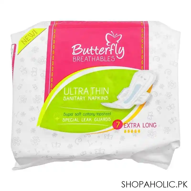 butterfly breathables ultra thin sanitary napkin, extra long, 7 pack image2