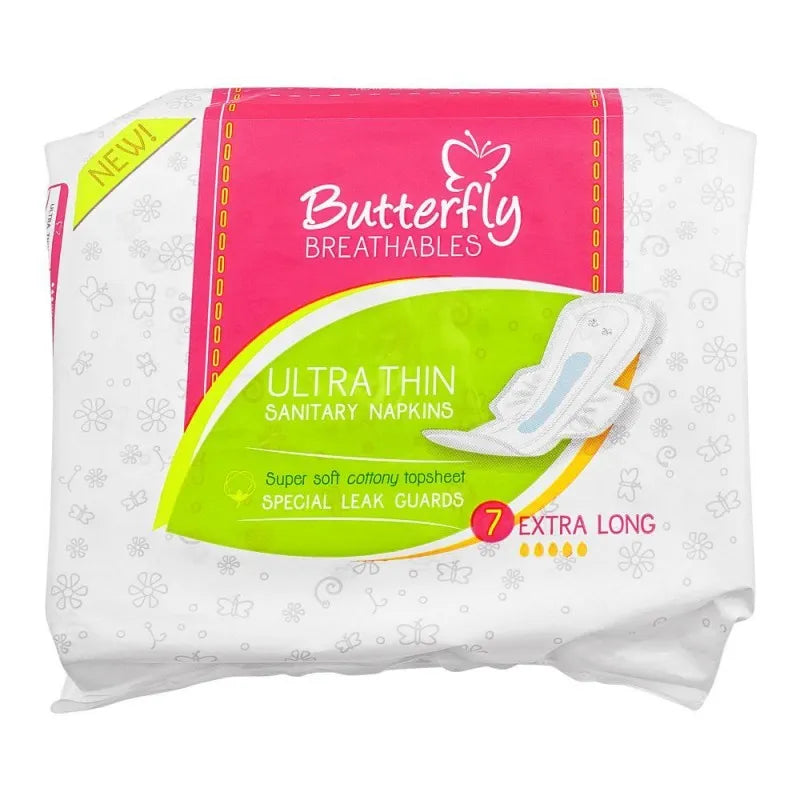 butterfly breathables ultra thin sanitary napkin, extra long, 7 pack image2