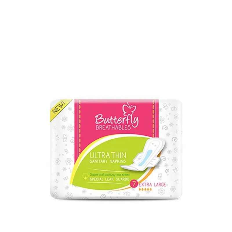 butterfly breathables ultra thin sanitary napkin, extra long, 7 pack main image