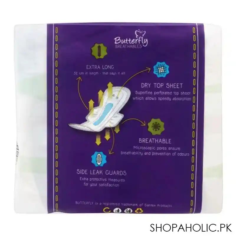 butterfly breathables ultra thin sanitary napkins, dry mesh topsheet, extra large, 7 pads image2