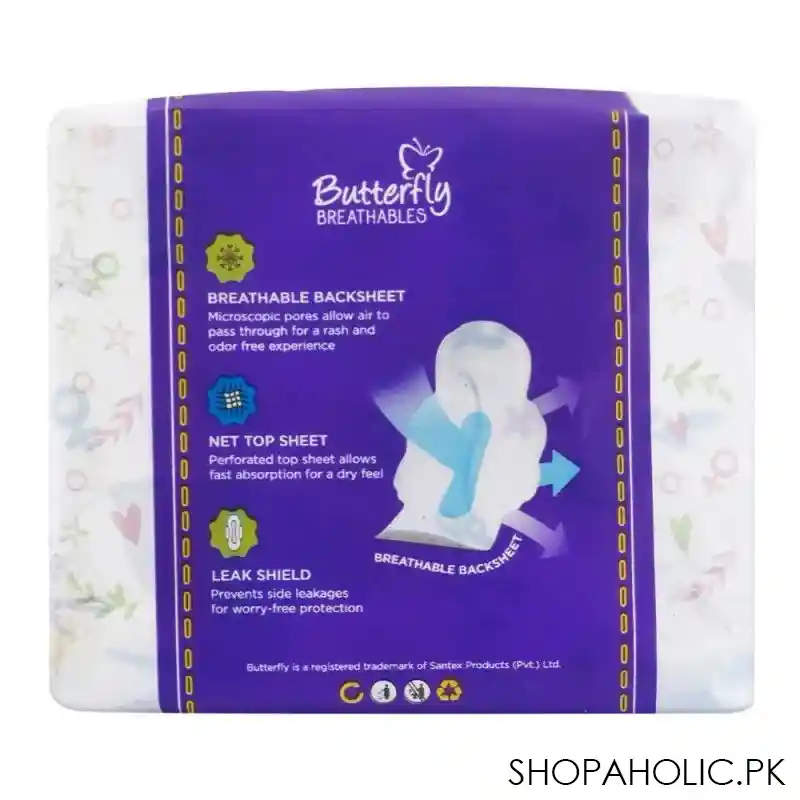 butterfly breathables ultra thin sanitary napkins, dry mesh topsheet, large, 8 pads image2