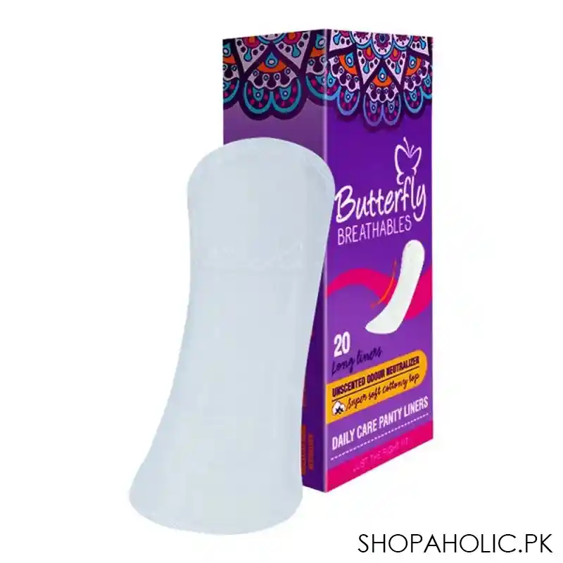 butterfly breathables unscented daily care panty liners, 20 long liners image2