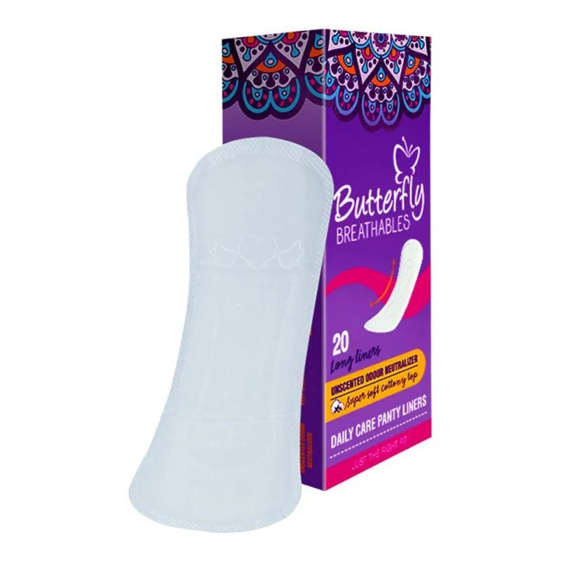 butterfly breathables unscented daily care panty liners, 20 long liners image2