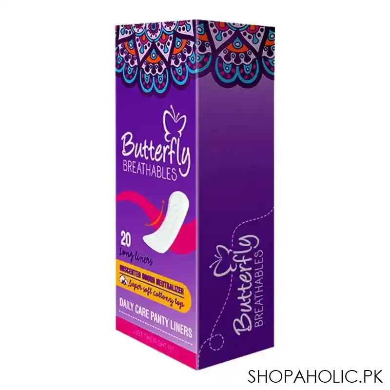 butterfly breathables unscented daily care panty liners, 20 long liners image3