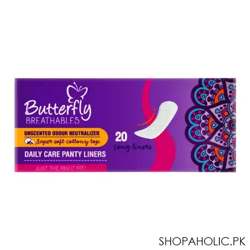 butterfly breathables unscented daily care panty liners, 20 long liners image4