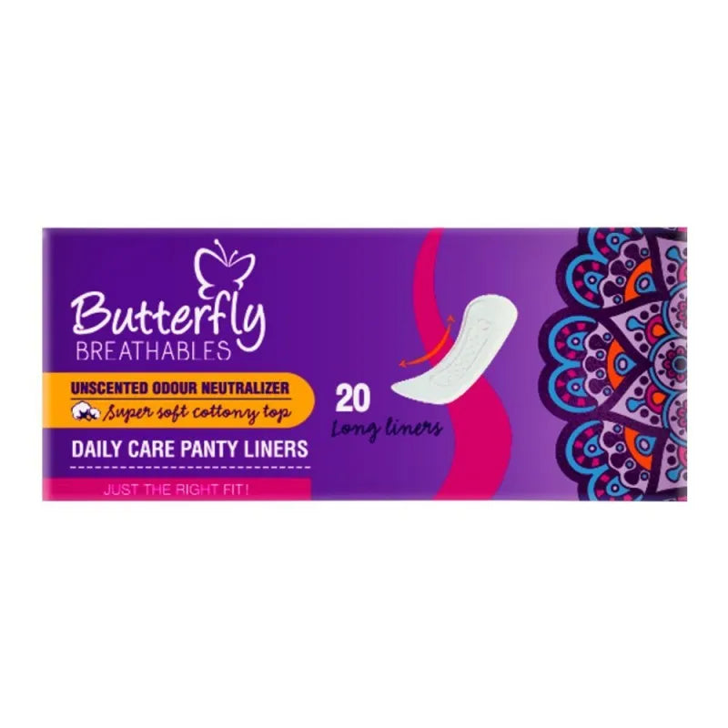 butterfly breathables unscented daily care panty liners, 20 long liners image4