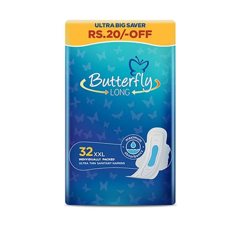 butterfly long ultra wide sanitary napkins, 32 xxl pads main image