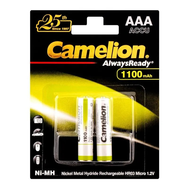 camelion aaa 1100mah ni mh rechargeable battery, 2 pack, nh aaa1100bp2 main image