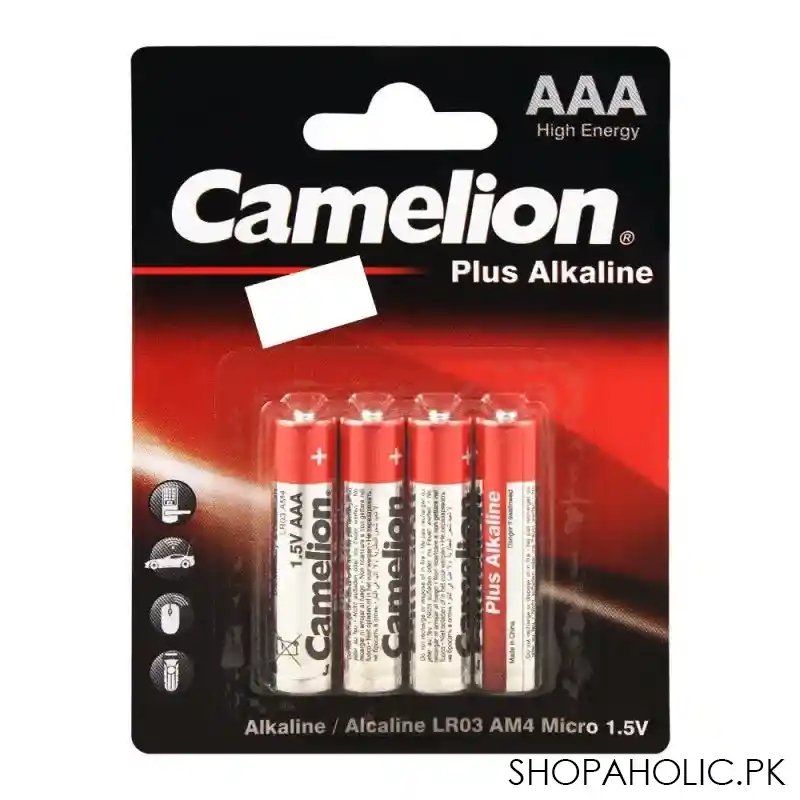 camelion plus alkaline aaa battery, 4 pack, lr03 bp4 main image