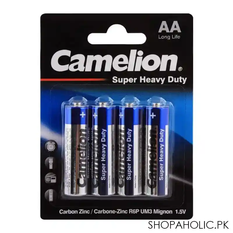 camelion super heavy duty aa batteries, 4 pack, r6p bp4b main image