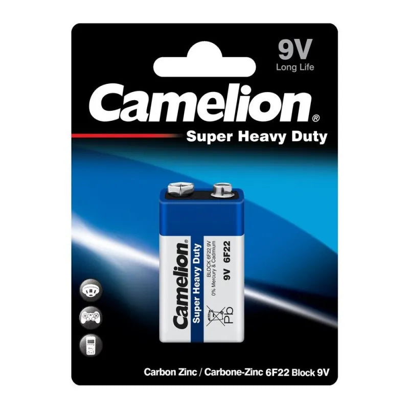 camelion super heavy duty long life 9v battery, single pack, 6f22 bp1b main image