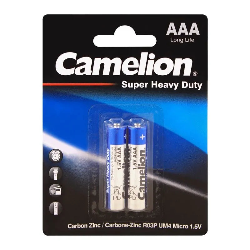 camelion super heavy duty long life aaa battery, 2 pack, r03p bp2b main image