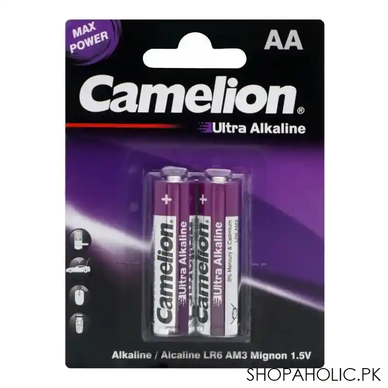 camelion ultra alkaline aa 2 batteries, lr6 bp2ut main image