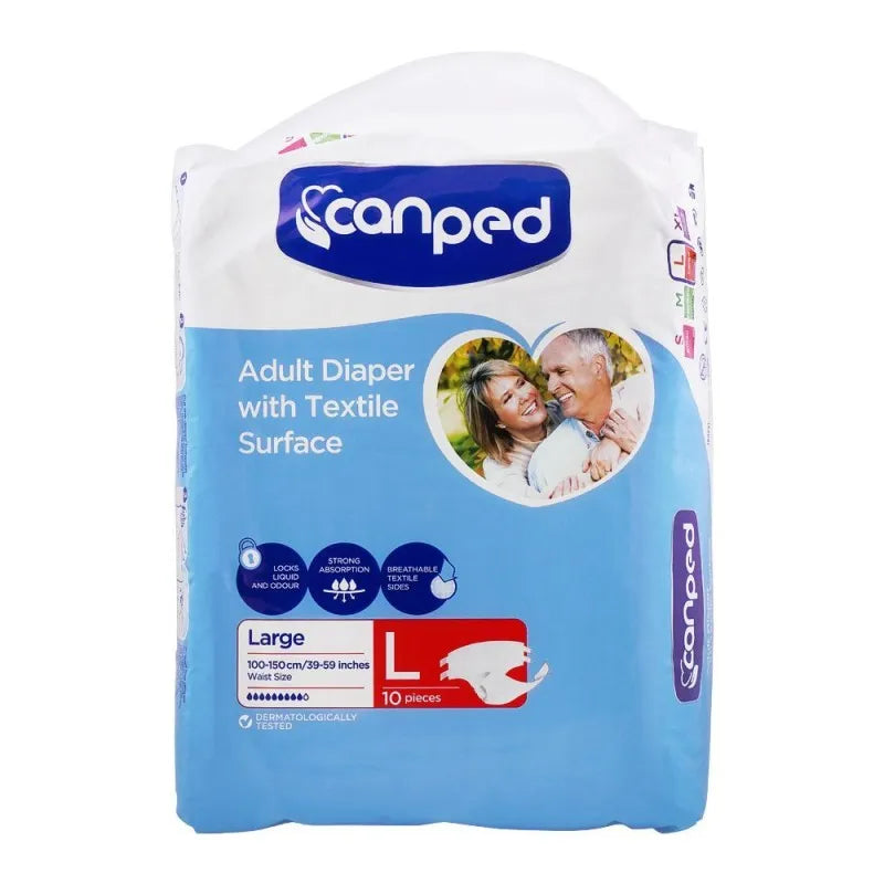 canped adult diapers, with textile surface, large, 39 59 inches, 10 pack main image