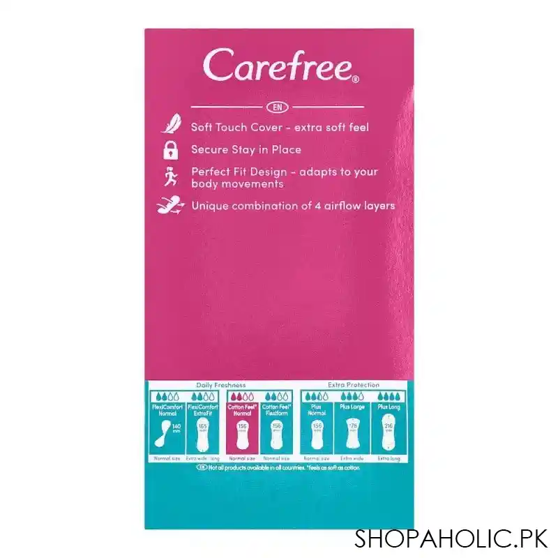 carefree cotton feel perfume free noraml pantyliner, 20 pack image2