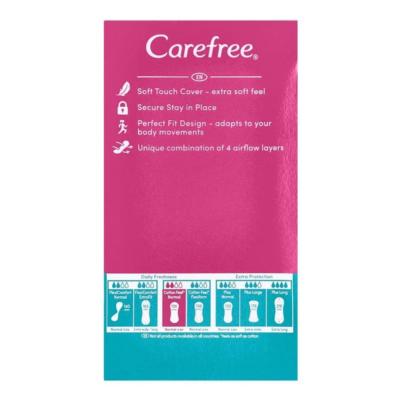 carefree cotton feel perfume free noraml pantyliner, 20 pack image2