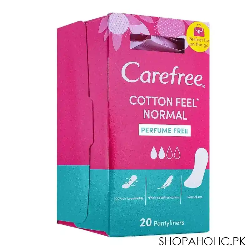 carefree cotton feel perfume free noraml pantyliner, 20 pack main image