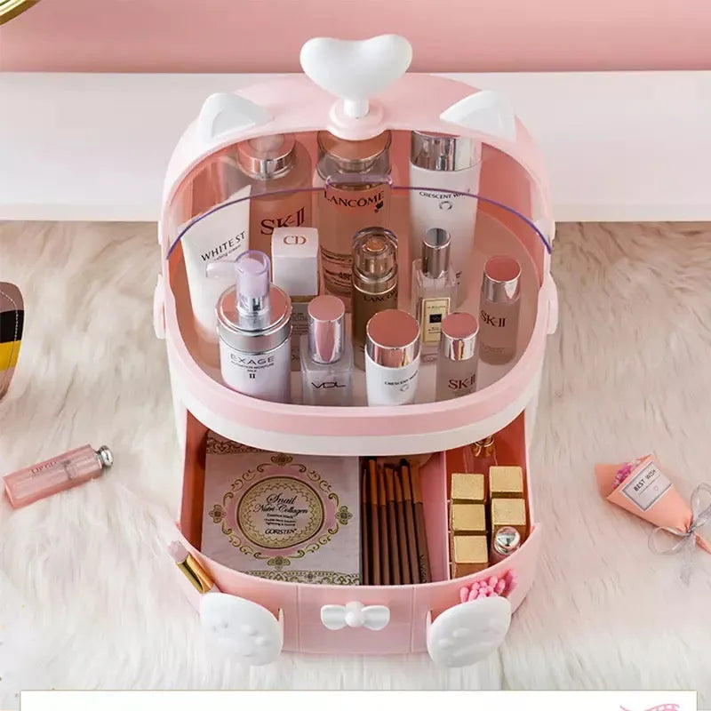 cat shape transparent makeup organizer image3