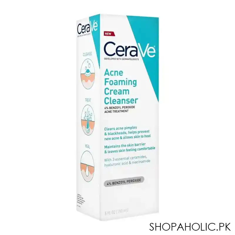 cerave acne foaming cream cleanser, 150ml image2